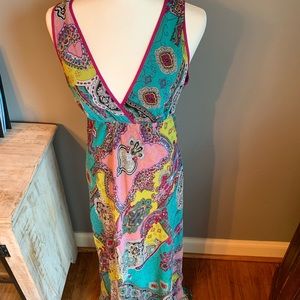 Petticoat Alley floral deep V neck maxi dress, szM